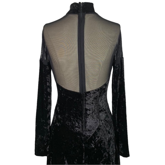 Vintage Betsey & Adam Velvet Illusion Long Sleeve Midi Dress Size S - Picture 7 of 9